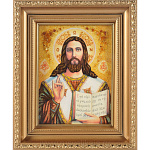 Икона янтарная "Иисус Христос с Евангелием" (в 3-х размерах)